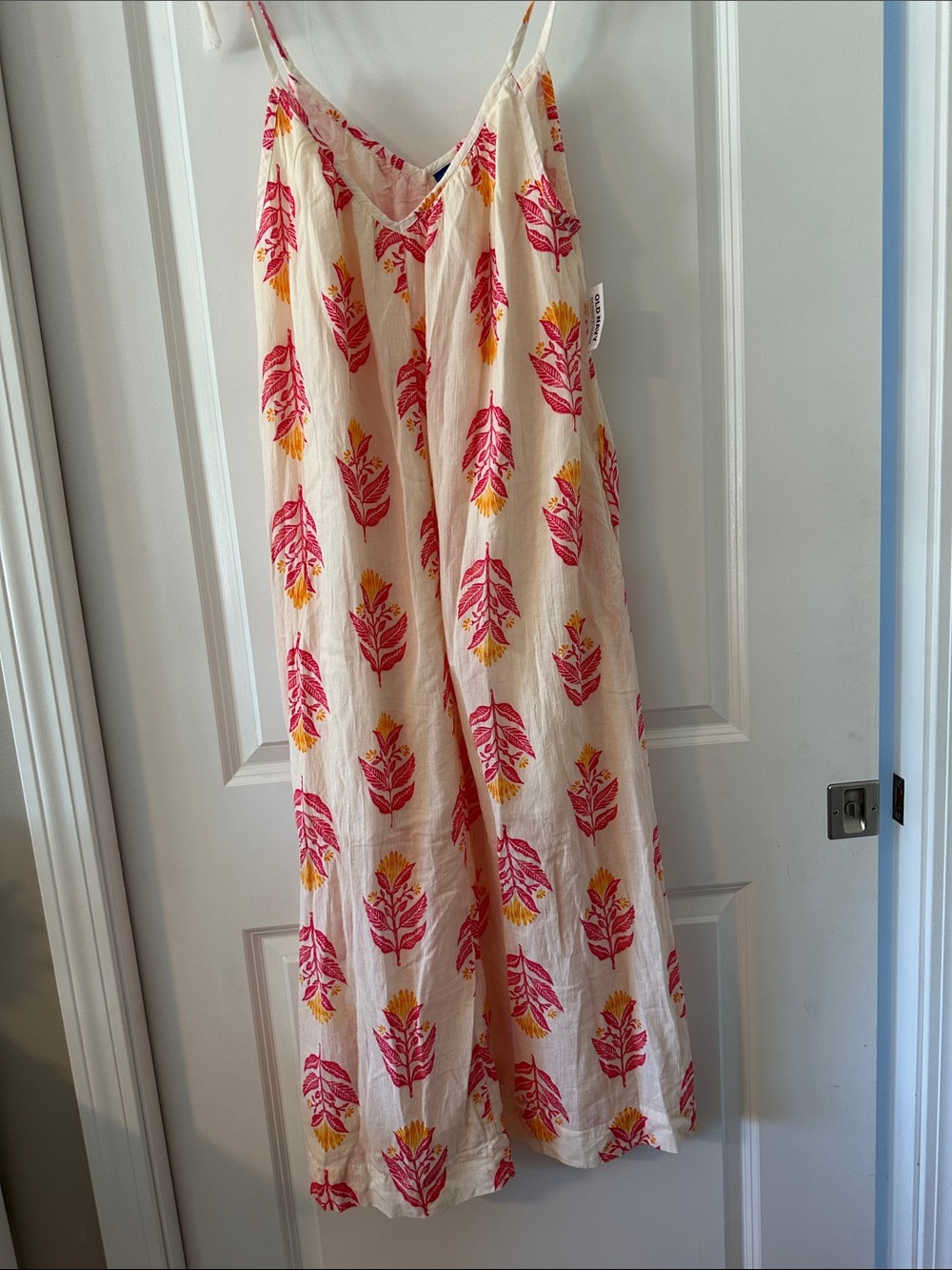 Old Navy Cream Maxi Skirt with Pink & Yellow Floral Motif